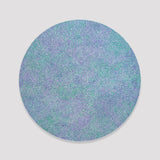 Fine green and violet scribbles filling a white circle